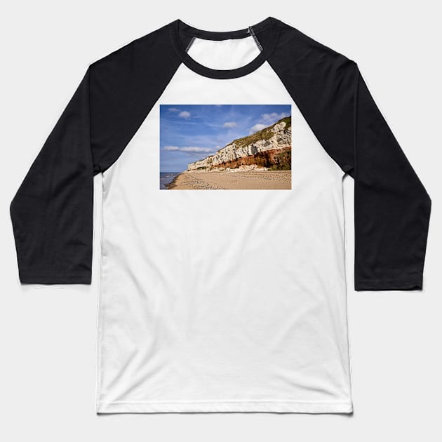 Hunstanton Cliffs and Coastline Baseball T-Shirt by GrahamPrentice